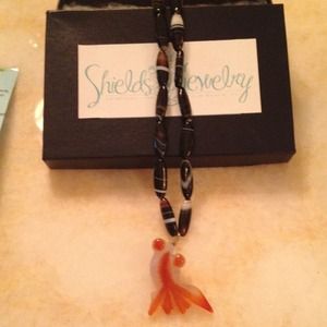 Black Onyx and Red Fire Agate Necklace