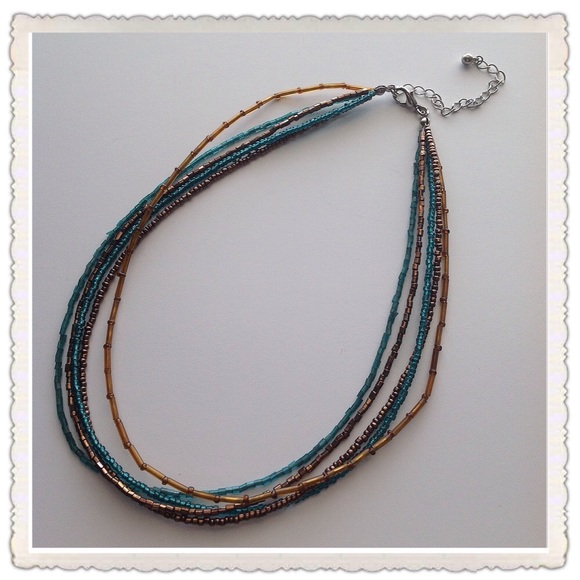 Turquoise & Brown Beaded Necklace