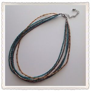 Turquoise & Brown Beaded Necklace