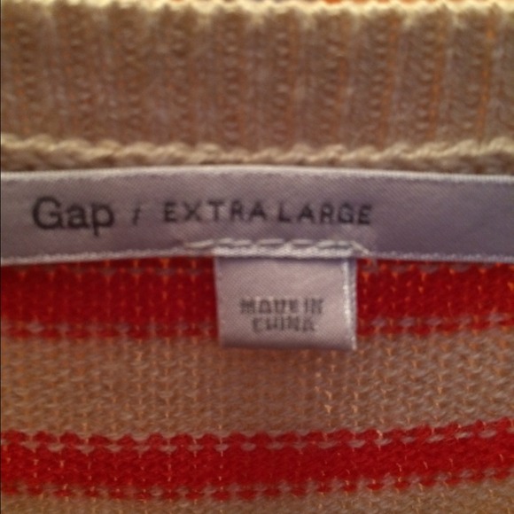 Red and Creme Stripes Gap Tshirt Sweater - Picture 2 of 3