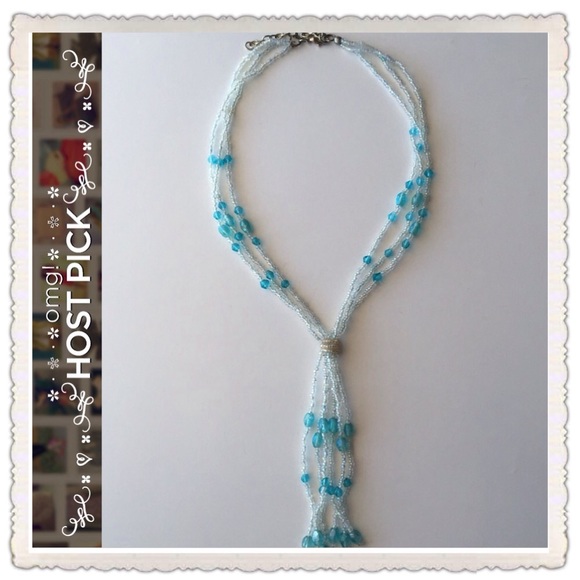White & Blue Beaded Necklace