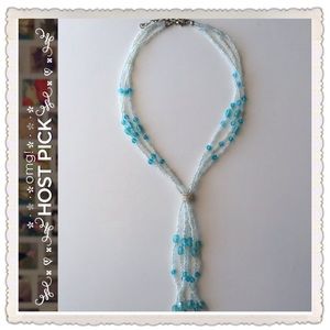 White & Blue Beaded Necklace