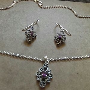 Pure silver plated genuine marcasite