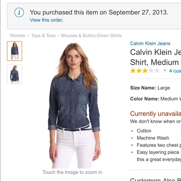 Calvin Klein denim blouse.