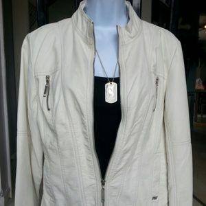 POINT ZERO Soft Cream Leather feel Jacket