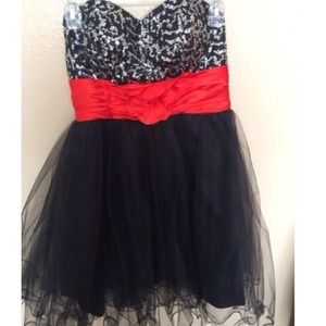 Red, black and silver dress