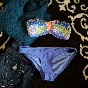 floral coral lace bikini top