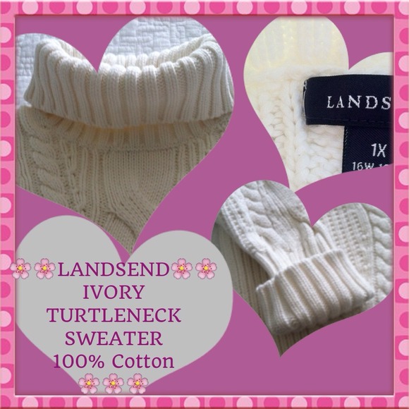 🌸🌸LANDSEND 🌺SOLD🌺IVORY CABLE KNIT TURTLENECK