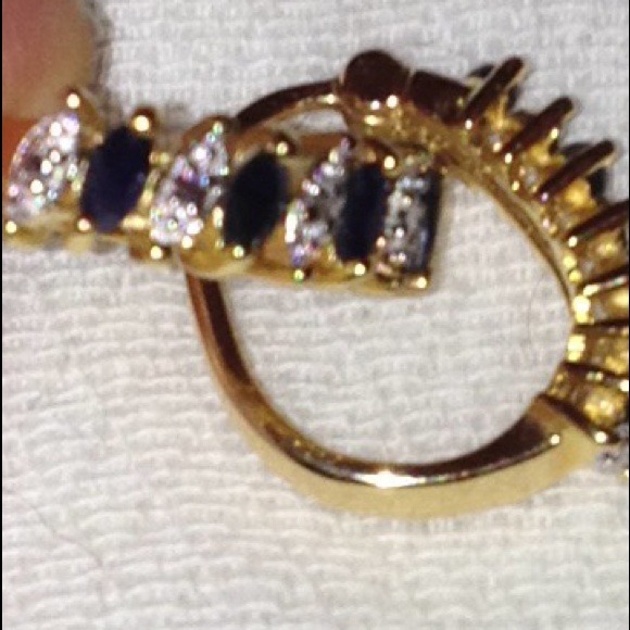 Real Diamond and Sapphire Earrings - Picture 2 of 3