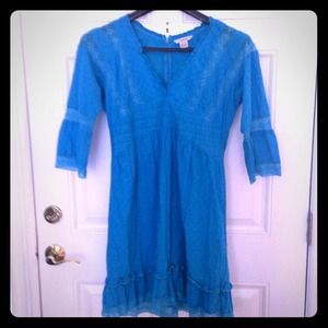 Sundance turquoise lace & dot dress