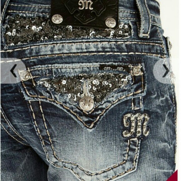 Miss Me 28/33 black sequin denim