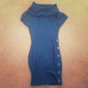 Turtle neck short sleeve sweater dress