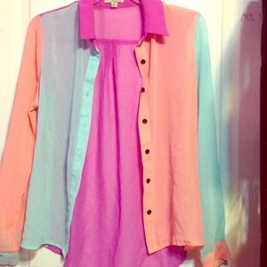 Color Block Button Down
