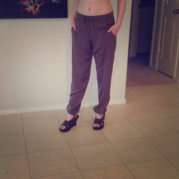 Army green rayon harem pants - Picture 1 of 1