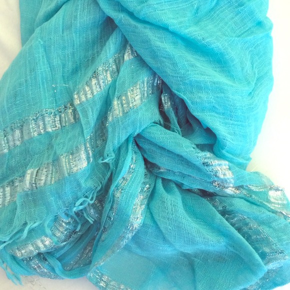 Sky Blue Scarf w/ Silver Embellishment