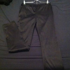 Black sheen high-waisted trousers