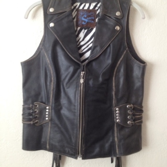 Vintage Black Leather Vest