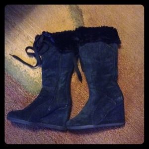 Black Suede Wedge boots