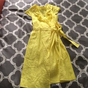 J Crew 💛 yellow 💛 linen wrap dress. REDUCED!
