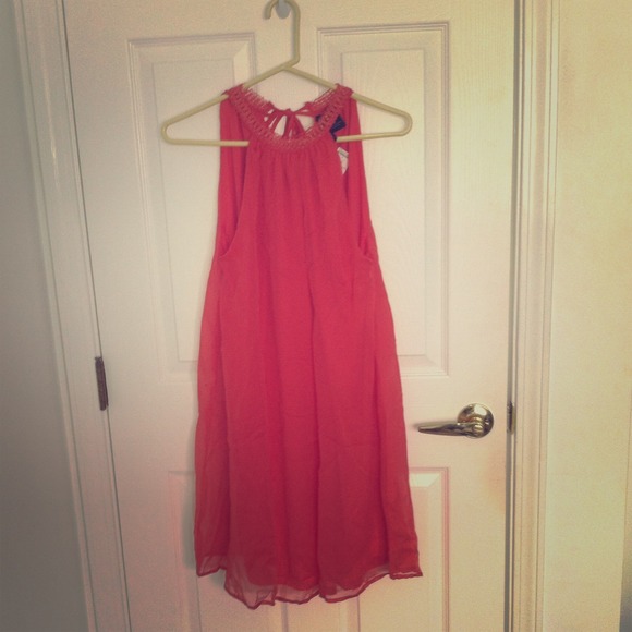 Coral pink flowy summer dress