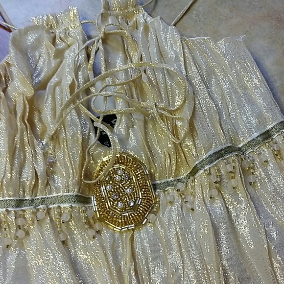 🎀🎁🎀SALE ABS gold blouse unique detailing. NWOT - Picture 2 of 4