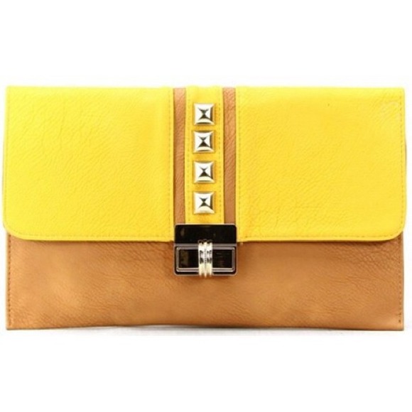Yellow studded clutch.