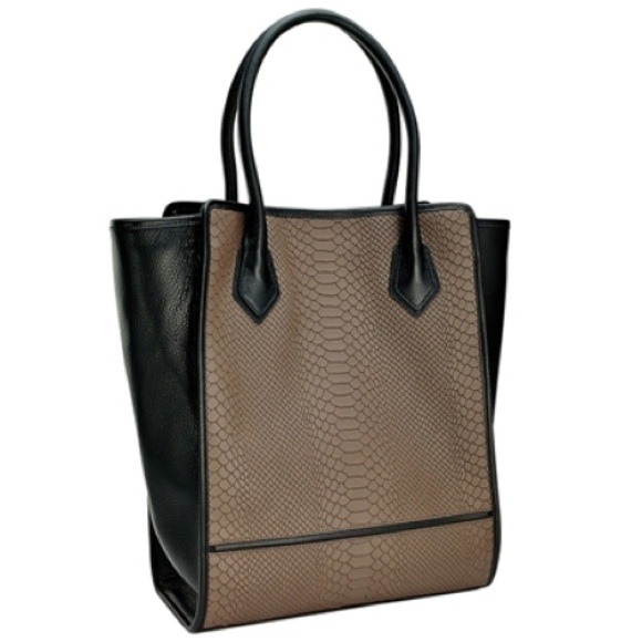 Gigi New York Shopper Tote Taupe & Python