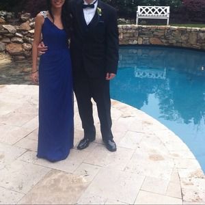 Blue one shoulder prom dress