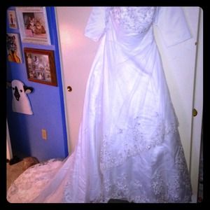 Size 16 strapless A-line corset back wedding dress