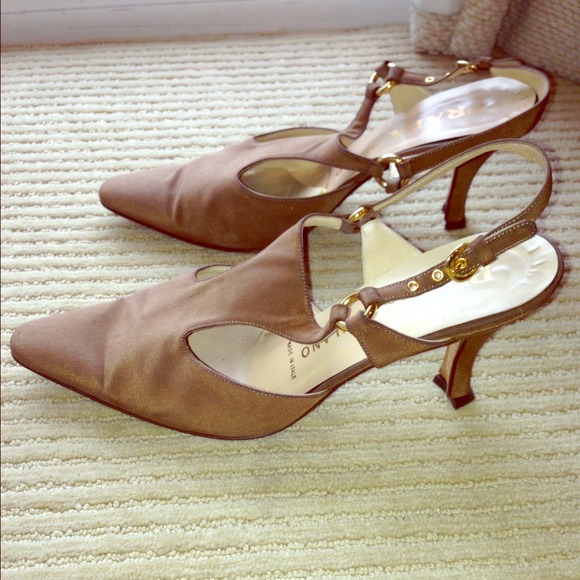 Vintage Prada Tan Fabric Heels