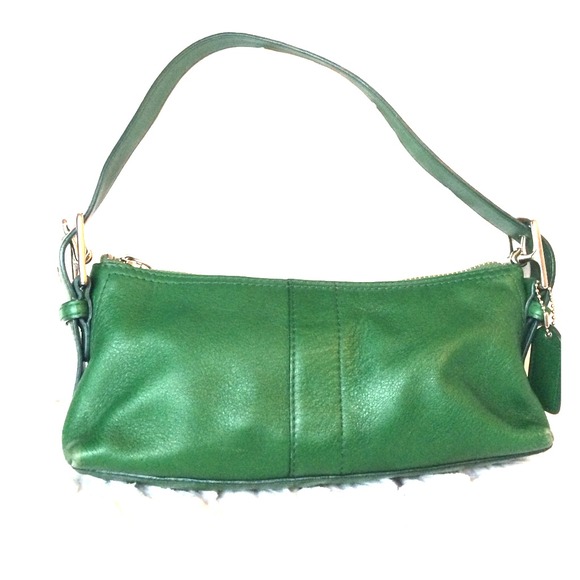 Green leather coach purse