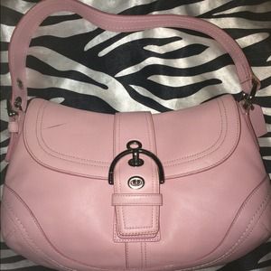 Pink leather handbag