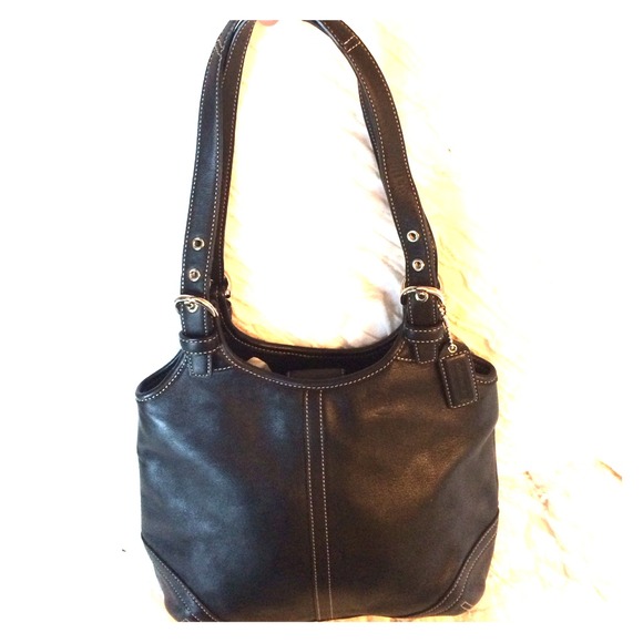 Classic black leather coach purse