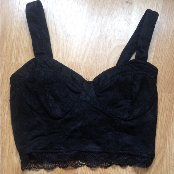 Black Laced Cropped Bustier