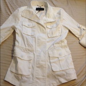 BCBG Max Azria WHITE open back cargo jacket NWT