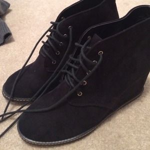 Black suede wedges