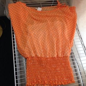 Orange with white polka dot
