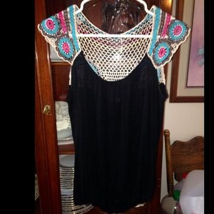 Black and rainbow crochet top