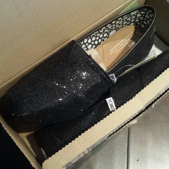 TOMS Shoes - Black glitter flats