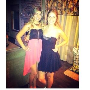 Pink and black high low dress