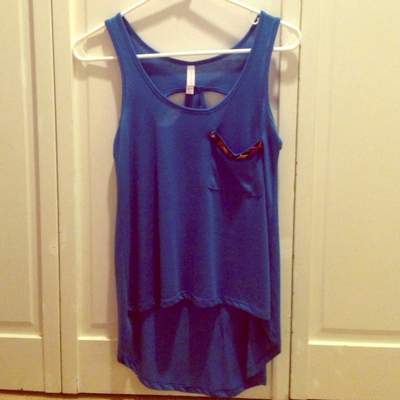 Blue High Low Tank Top
