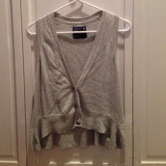 Grey American Eagle Button Up Sweater Vest