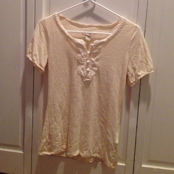 Lucky Brand Crochet Cream Top