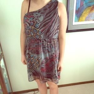 Grey One-Shoulder Dress