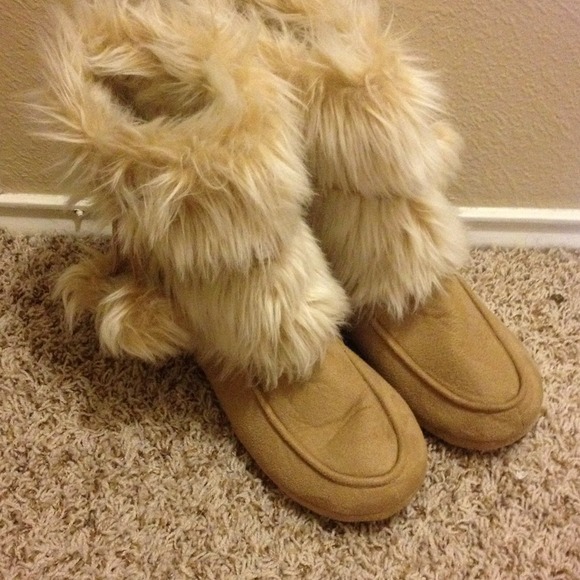 Fuzzy boot styled house slippers NEVER WORN