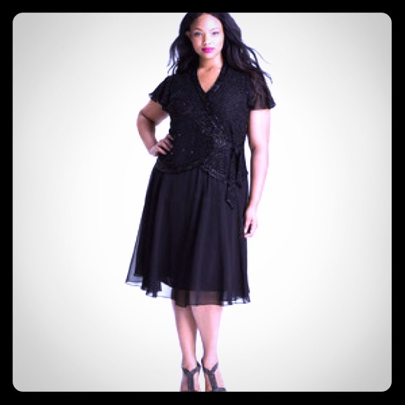 J Kara embellished side tie chiffon dress - Picture 1 of 4