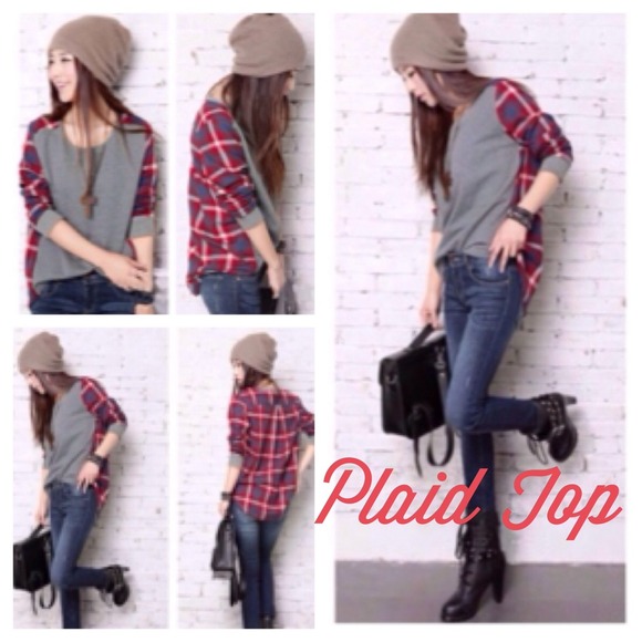 Tops - 🔴 GIFTED Plaid hi-low top NWOT