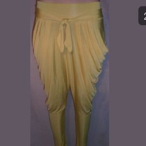 Yellow Harem Pants with Belted Waist
