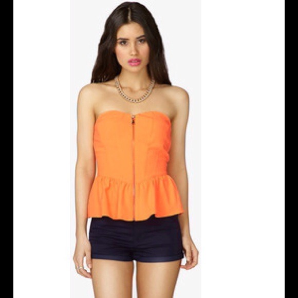 Neon Orange Tub Top with front zipper