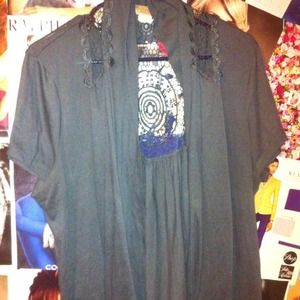 Grey Short Sleeve Back Cutout Cardigan 3x plus